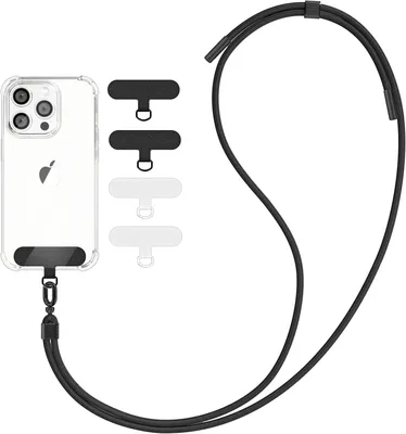 Produktbild von Handy Lanyard, 4 Pads, Verstellbar, Geeignet für Alle Smartphones, Schwarz, für Feste