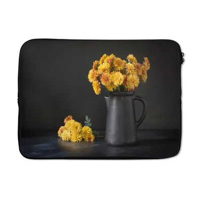 Produktbild von MuchoWow® Laptop Hülle 13 Zoll Stilleben - Chrysanthemen - Gelb Laptoptasche - Laptophülle - Sleeve - Rundumschutz