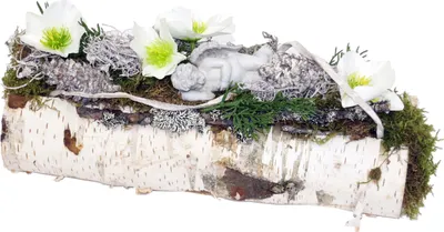 Produktbild von Grabschmuck Birkenholz-Jardiniere mit Engel, wetterfest CreaFlor Home