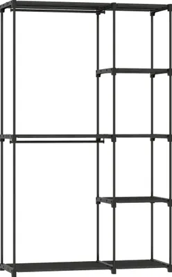 Produktbild von Stoffschrank Kleiderschrank mit Kleiderstange, Ablagen, für Schlafzimmer, Ankleidezimmer, 111 x 43 x 185 cm, Schwarz