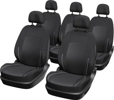 Productafbeelding van Universele autostoelhoezen set, 5 stuks, XL-maat, geschikt voor MPV's, compatibel met airbags, inclusief hoofdsteunhoezen