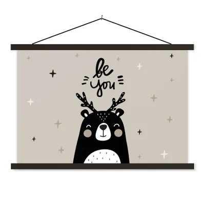 Produktbild von MuchoWow® Textilposter Zitate - Sei du - Sprichwörter - Kinder - Baby - Jungen - Mädchen 150x100 cm mit schwarzem Rahmen - Schlafzimmer