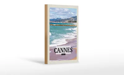 Produktbild von Holzschild Reise 12x18 cm Cannes France Meer Strand Geschenk