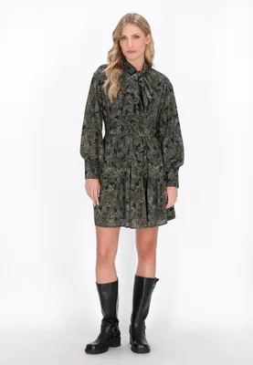 Image de Robe pour femme SAPORTA - motif fleur noire, taille XL