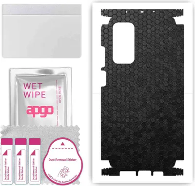 Produktbild von apgo Rückseite + Seiten Schutzfolie, Skin, kompatibel mit Xiaomi Mi 10T Pro 5G, Hinten Displayschutzfolie aus Vinylfolie, kratzfest, einfache Montage - Schwarze Honigwabe