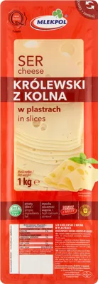 Zdjęcie produktu dla Ser Królewski Z Kolna plastry 1kg Mlekpol