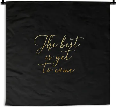 Produktbild von MuchoWow® Wandteppich Wandbehang Zitate - Motivation - Gold - Schwarz 150x150 cm Tapisserie Dekoration Wandtuch - Wohnaccessoires - Modernes