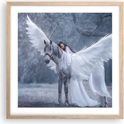 Produktbild von Gerahmtes Poster - Rahmen in heller Eiche - Frau Pferd Natur - 50x50 cm - Wand Bild - Wanddeko - Wandbilder - Kunstposter - Wandposter - Bilderrahmen - Bilder - Kunstdruck - Wandbild - P2NAC50x50-3998