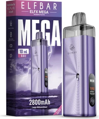 Immagine prodotto di ELFBAR ELFX MEGA Viola – Batteria 2800 mAh, display a colori, USB-C