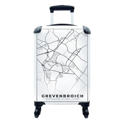 Produktbild von MuchoWow® Koffer Handgepäck Trolley Rollkoffer Kleine Reisekoffer mit 4 Rollen - Grevenbroich - Karte - Stadtplan - Cabin Size < 55x40x23 cm & 55x40x20 cm - Fotokoffer - Kabinenkoffer - Boardgepäck - Reise-Box - Reisekoffer - Reisegepäck - Koffer mit Bild - Trolley für Kinder