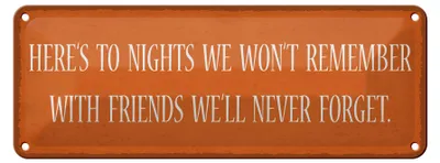 Produktbild von Blechschild Spruch 27x10cm to nights we won`t remember with Dekoration
