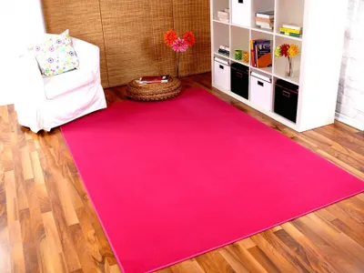 Produktbild von Basic Velours Teppich Carla Pink in 17 Größen, Größe:100x100 cm