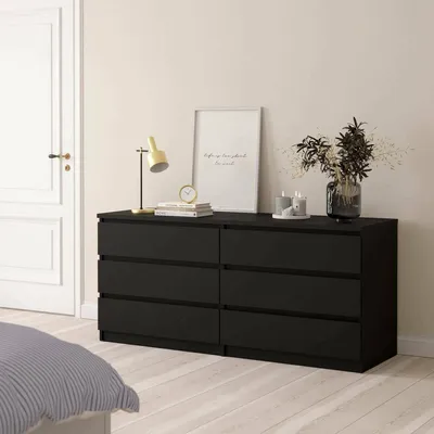 Image de Aci - Commode, 154x50x70h cm Noir, 6 Tiroirs