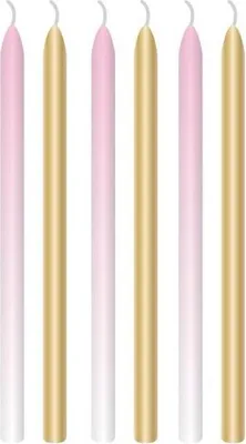 Image de 6 grandes bougies rose or