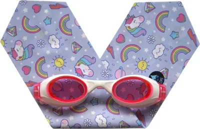 Immagine prodotto di Occhialini da nuoto per bambini con sciarpa 3 - 10 anni Waterplops - Unicorni Viola