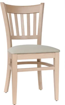 Produktbild von Set 2 Stühle Esszimmerstuhl Küchenstuhl Holz Buche massiv natur Polster Kunstleder creme, fertig montiert. Belastbarkeit 150 kg *T002