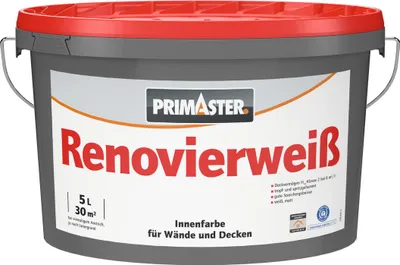 Produktbild von Primaster Wandfarbe Renovierweiß weiß 5 L
