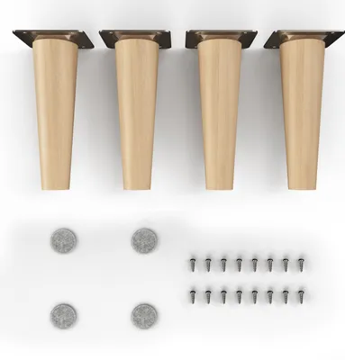 Produktbild von 4x sossai Holzfüße rund - gerade Ausführung 15cm Buche Öl-Finish