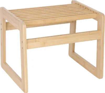 Produktbild von Relaxdays Badhocker, Bambus, kompakt, offene Bauweise, Saunahocker, HxBxT: 30 x 38 x 33 cm, Sitzbank Flur und Bad, natur