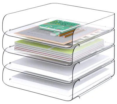 Image de Jeu de boîtes de rangement pour lettres, format A4, organisateur de documents empilable en plastique PET transparent