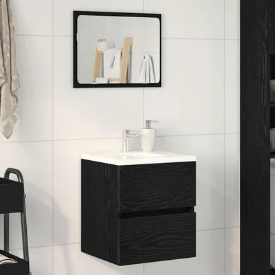 Image de Maison Exclusive - Meuble sous lavabo en chêne noir 41x38,5x45 cm Matériau dérivé du bois