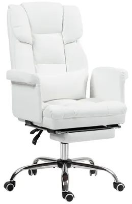 Produktbild von Ergonomischer Bürostuhl - Bürostuhl mit Fußstütze - Bürostuhl - Arbeitshocker - Schreibtischstuhl - Weiß