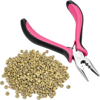 Obrázek produktu pro Sada kleští pro prodlužování vlasů s 500 mikroprstýnky, profesionální nástroje pro bezpečné uchycení