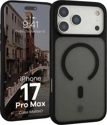 Produktbild von Handyhülle mit Magnetring für iPhone 17 Pro Max, Bizon Case MatteO, Getönt-Schwarz
