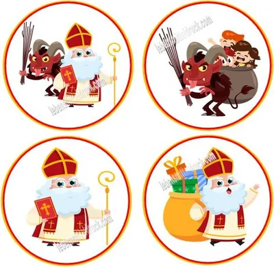 Produktbild von Nikolaus Krampus Aufleger  4 Motive im Set essbar für Lebkuchen, Cupcakes, Kekse, Kuchen in verschiedenen Durchmessern Ausdruck A4  Oblatenpapier 0,6 Wafer Paper Ausstanzung rund  5 cm 20 Stk.