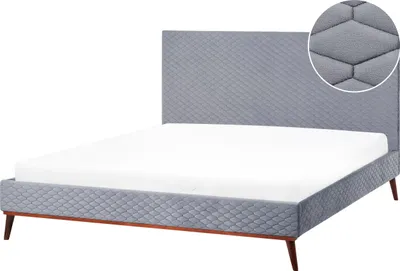 Produktbild von BELIANI Bett Samtstoff Grau 180 x 200 cm Mit Lattenrost Gesteppte Kopfteil Elegant Klassisch