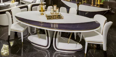 Productafbeelding van Witte eethoekset: eettafel met 4 gestoffeerde stoelen, 5-delig