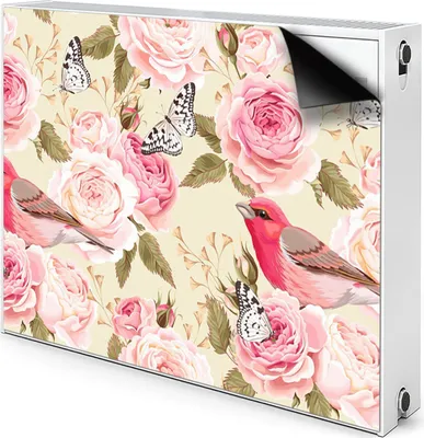 Produktbild von Magnet Heizkörper-Abdeckung Verkleidung Abdeckung Heizkörperabdeckung 100x60 cm  - Vögel, Blumen, Schmetterlinge