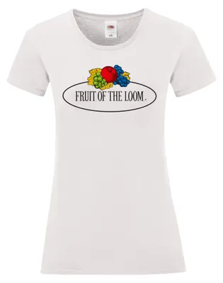 Produktbild von Fruit of the Loom Ladies Iconic 150 T-Shirt mit Vintage-Logo auf der Brust Farbe: weiß - Vintage-Logo groß Größe: L