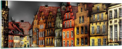 Produktbild von Bilder auf glas - Bunte Häuser historische Denkmäler - 90x30cm - Glasbilder - Wandbilder - Kunstdruck - zum Aufhängen bereit - Wanddekoration aus Glas - Glas Bilder - Wandbild auf Glas - GAB90x30-0251