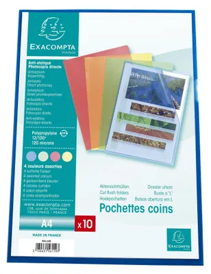 Produktbild von Exacompta Packung 10 Aktensichthüllen genarbtes PP 120µ DIN A4 Farben sortiert