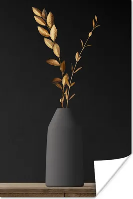 Produktbild von MuchoWow® Poster Blätter - Stilleben - Gold 120x180 cm - Kunstposter