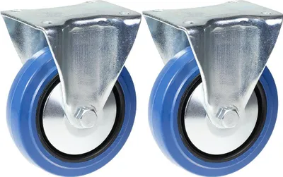 Zdjęcie produktu dla kółka 125 mm 5", niebieskie, gumowe, stałe, udźwig 400 kg, zestaw 2 szt