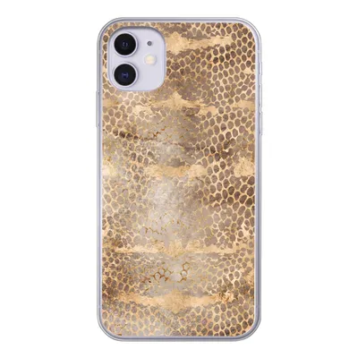 Produktbild von MuchoWow® Handyhülle Schutzhülle Hülle für iPhone 11 Schlangendruck - Gold - Braun Silikon Softcase Handy Hülle - Handytasche