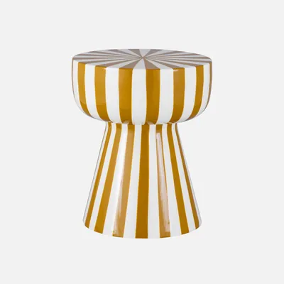 A striped stool on a white background.