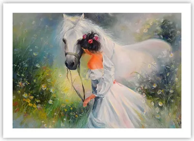 Produktbild von Poster - Poster ohne Rahmen - Frau Wiese Pferd - 70x50 cm - Wand Bild - Wanddeko - Wandbilder - Kunstposter - Wandposter - Bilder - Kunstdruck - Wanddekoration - Wandbild - P2XAA70x50-3470