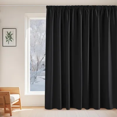 Zdjęcie produktu dla Zasłona zaciemniająca, termoizolacyjna, czarna, wymiary: 260 cm wysokości x 300 cm szerokości