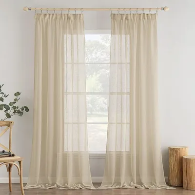 Immagine prodotto di Omgoods - Tende trasparenti con balze, 140 x 225 cm, color beige