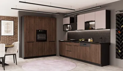 Produktbild von Küche MONZA + ARONA LOFT 280 + 180 cm Küchenzeile Küchenblock Einbauküche Nussbaum Okapi matt + Kaschmir beige matt