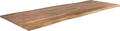 Produktbild von Holzplatte 180x60 cm Curt, Tischplatte aus Mangoholz massiv + raue Oberfläche, Baumkanten-Platte für Heimwerker, geeignet für Arbeitsplatten, Tische & Fensterbretter