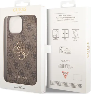 Immagine prodotto di Guess Guhcp15X4Gmgbr Iphone 15 Pro Max6.7 Brązowy/Brown Custodia rigida 4G Grande Logo in metallo