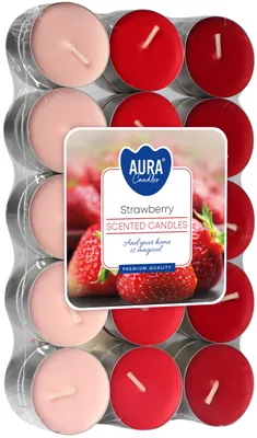Produktbild von AURA Duft-Teelichter Erdbeerduft 30 Stück Brenndauer 4h