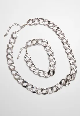 Immagine prodotto di Urban Classics - Set collana e bracciale con diamanti argento - UNI