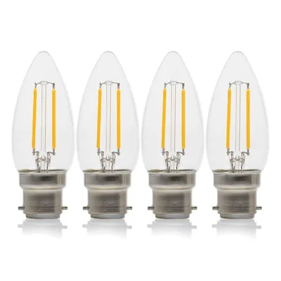 Produktbild von 4 x XQ-lite LED Filament Leuchtmittel Kerzen 2W = 25W B22 klar 200lm warmweiß 2700K
