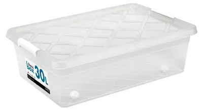 Produktbild von Aufbewahrungsbox mit Unterbettroller 30l – aus Kunststoff, 57x39x18cm – ideal für die Aufbewahrung unter Ihrem Bett