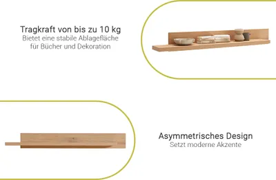 Produktbild von Wohnzimmer-Wandregal mit 175 cm Breite in Grün mit Eiche,1 Ablagefläche - MOSTAR-05